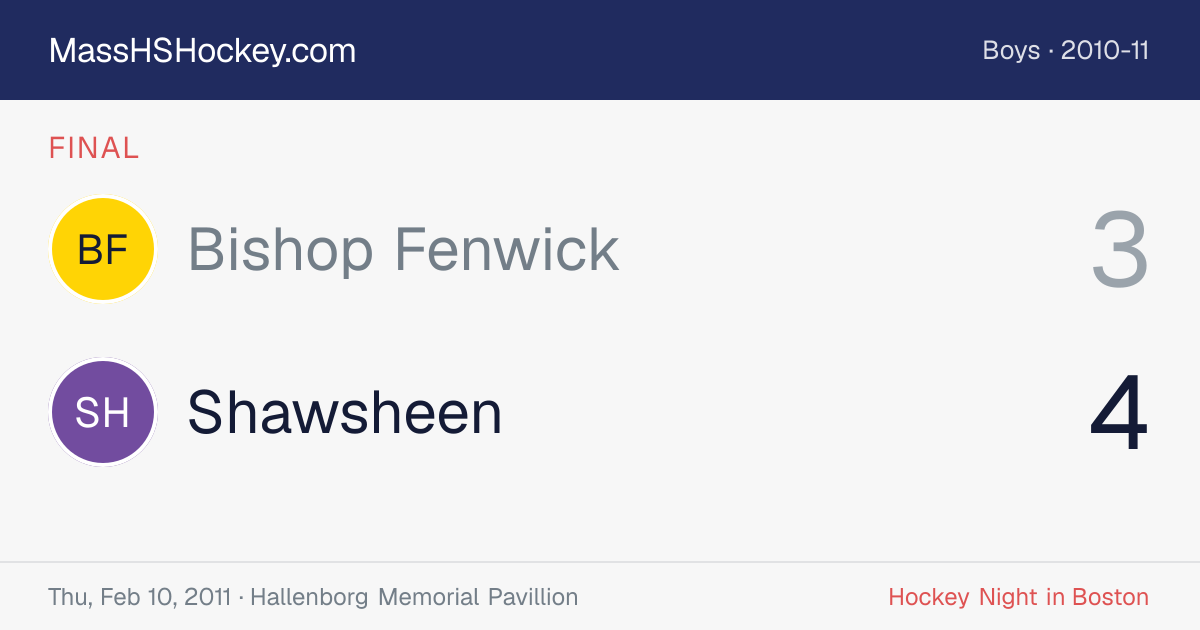 Bishop Fenwick at Shawsheen score card