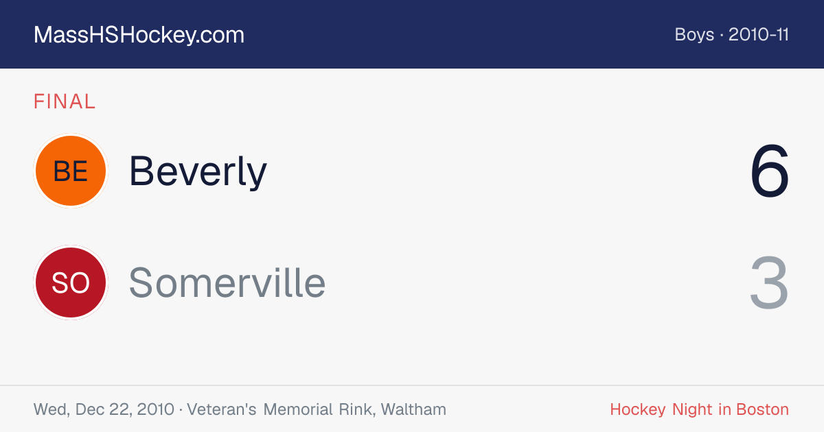 Beverly at Somerville score card