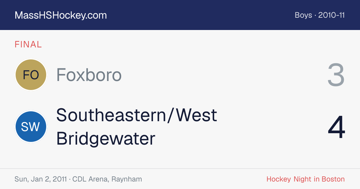 Foxboro at Southeastern/West Bridgewater score card