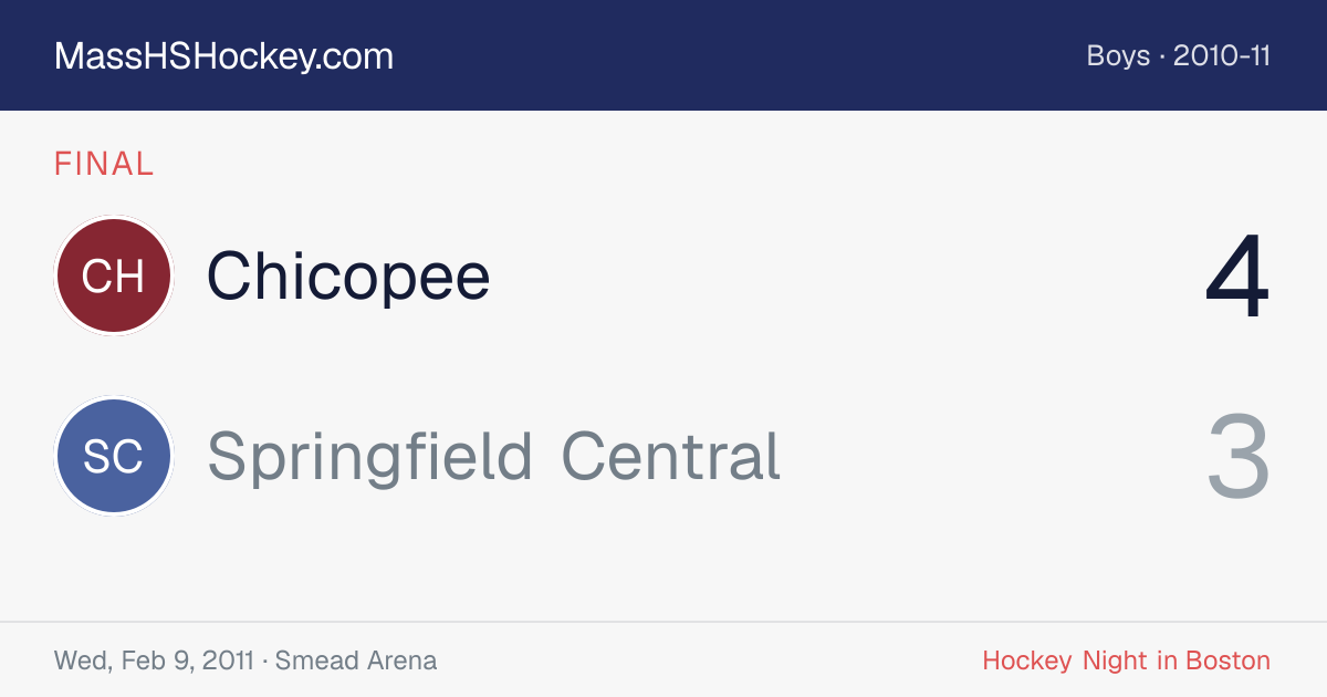 Chicopee at Springfield Central score card