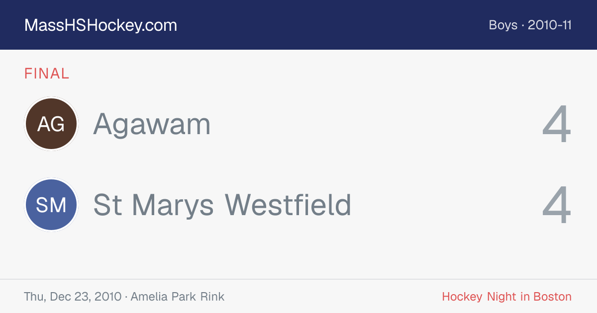 Agawam at St Marys Westfield score card