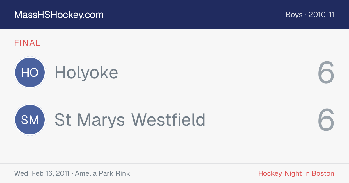 Holyoke at St Marys Westfield score card