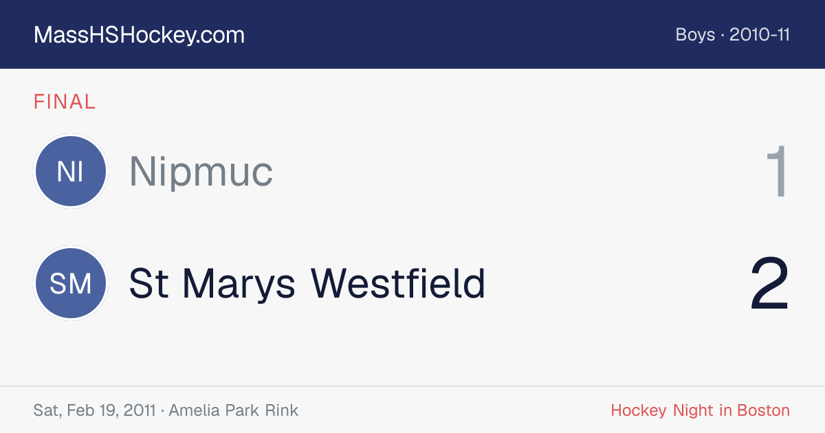 Nipmuc at St Marys Westfield score card
