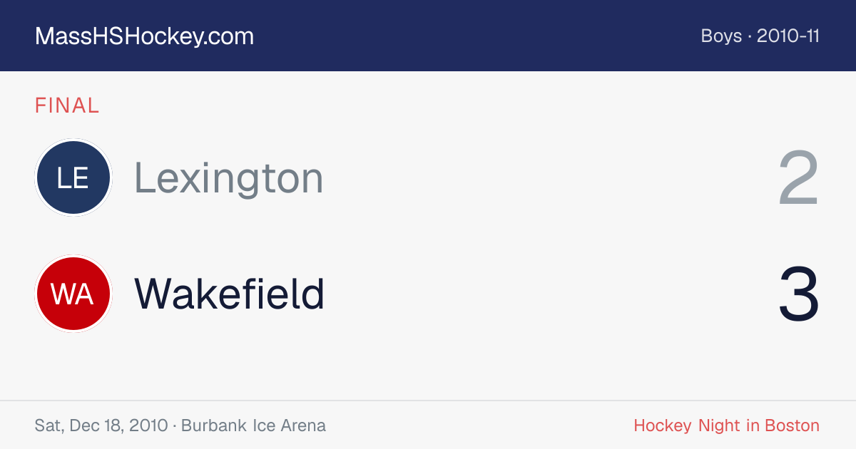 Lexington at Wakefield score card