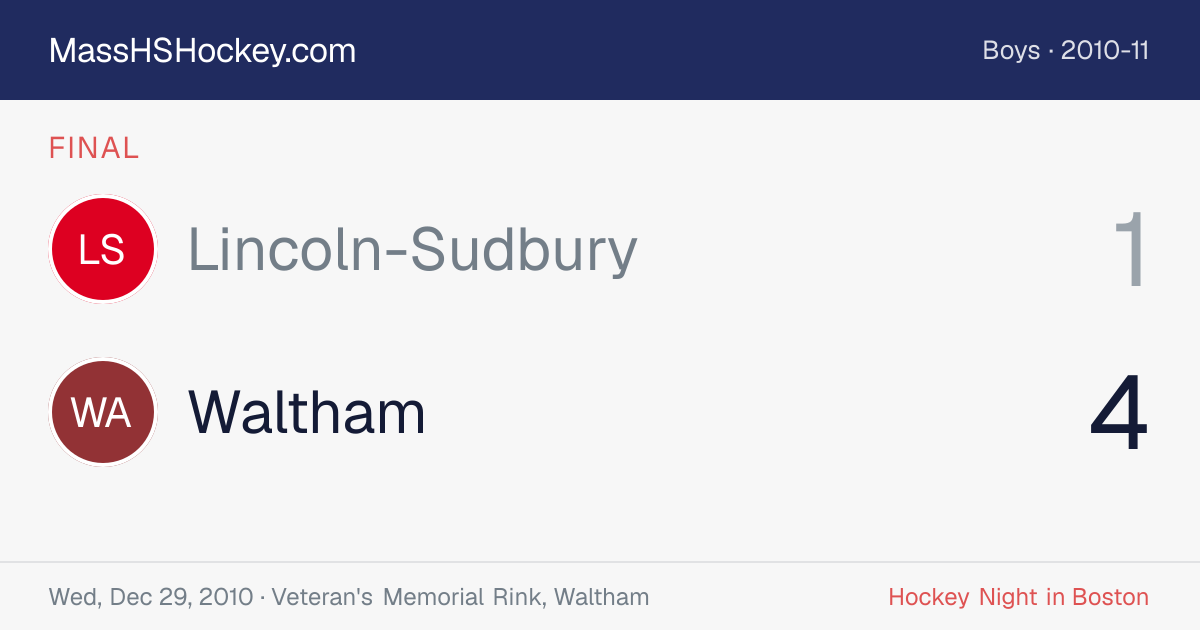 Lincoln-Sudbury at Waltham score card