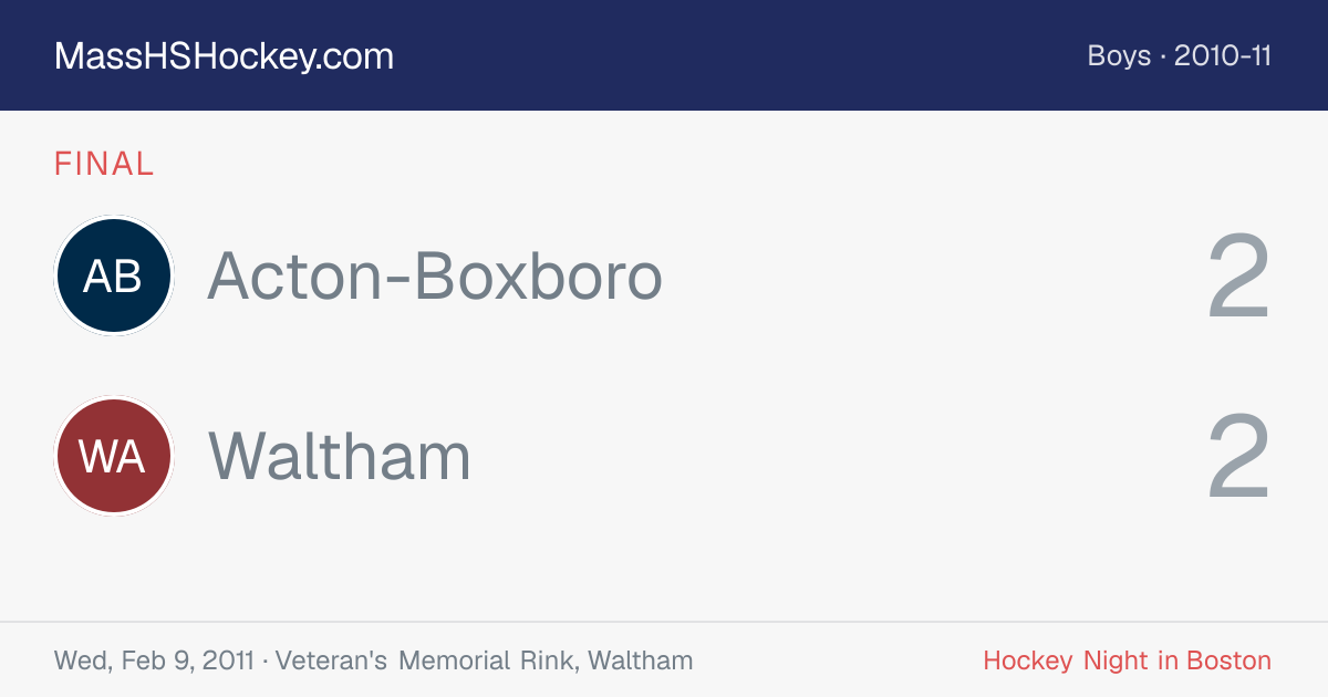 Acton-Boxboro at Waltham score card