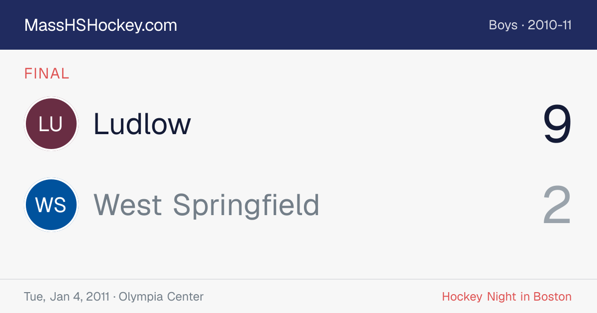 Ludlow at West Springfield score card