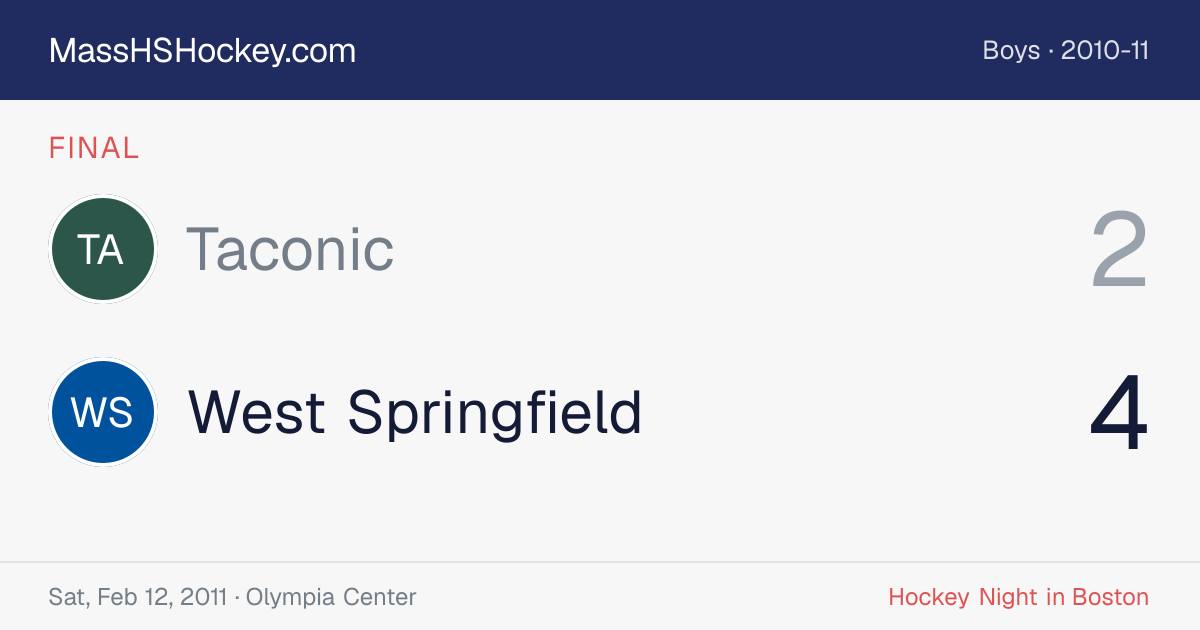 Taconic at West Springfield score card