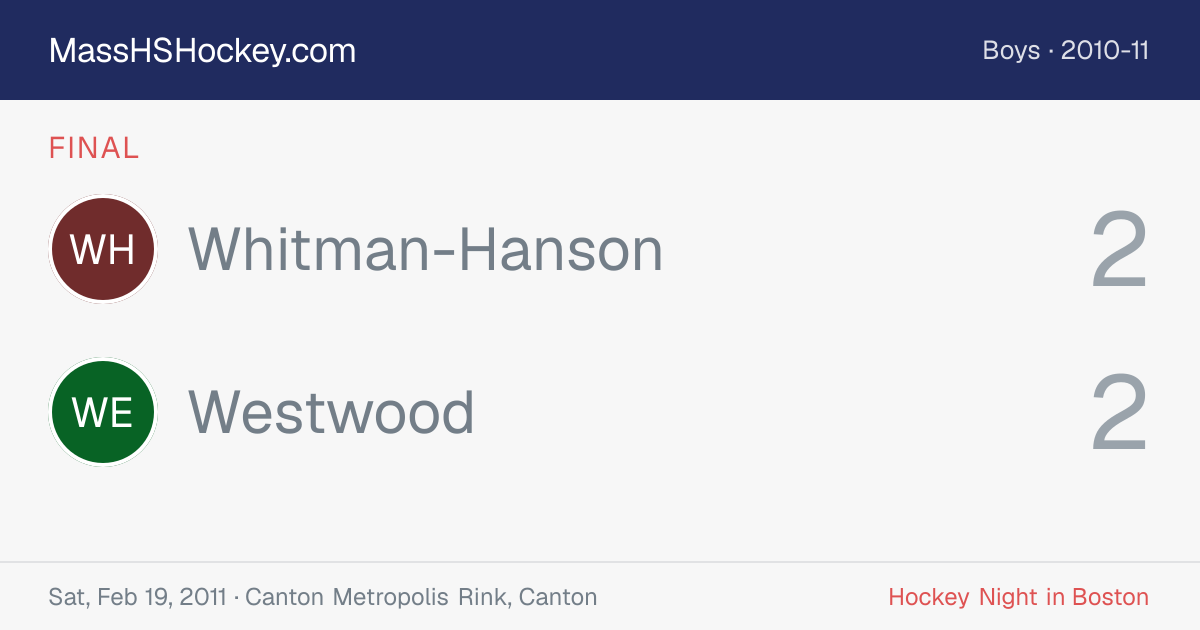 Whitman-Hanson at Westwood score card