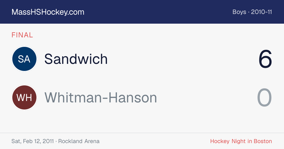 Sandwich at Whitman-Hanson score card