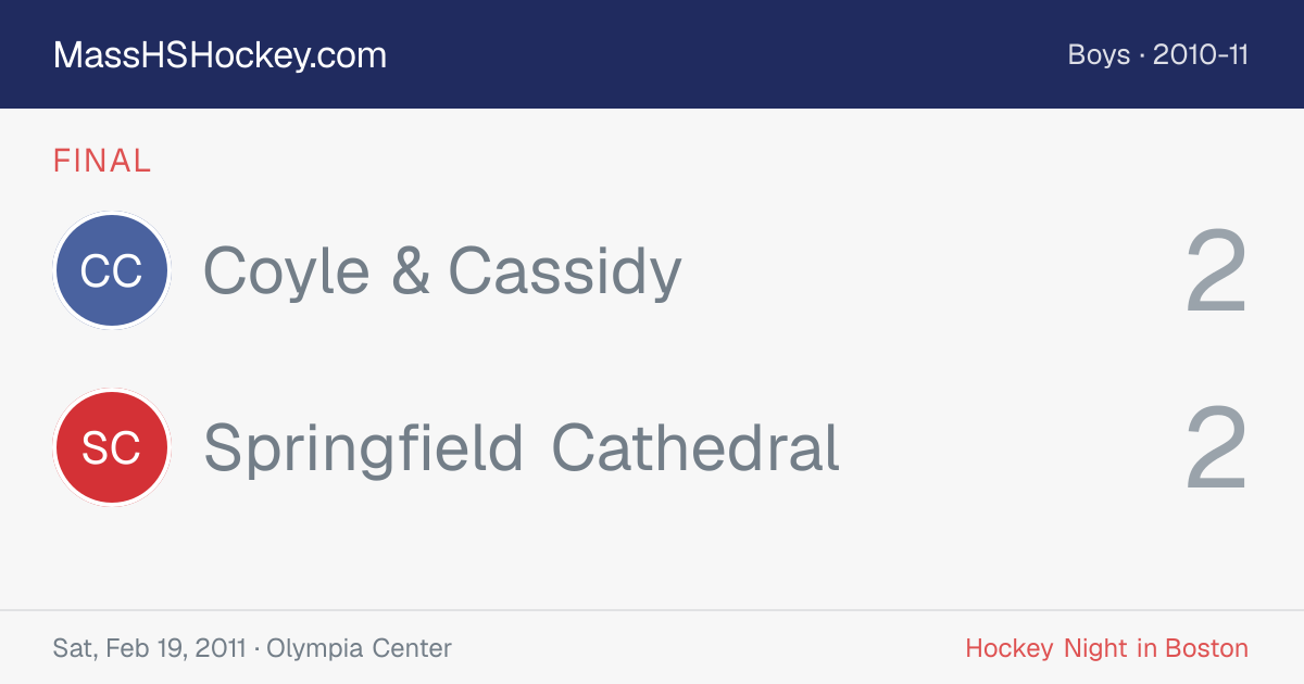 Coyle & Cassidy at Springfield Cathedral score card