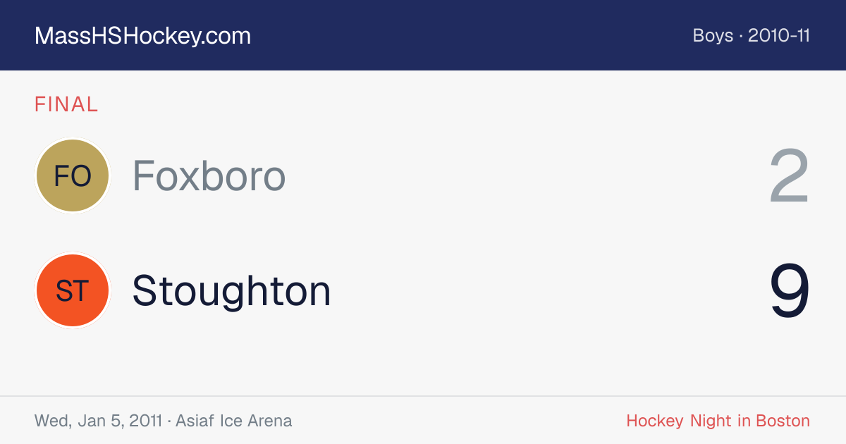 Foxboro at Stoughton score card
