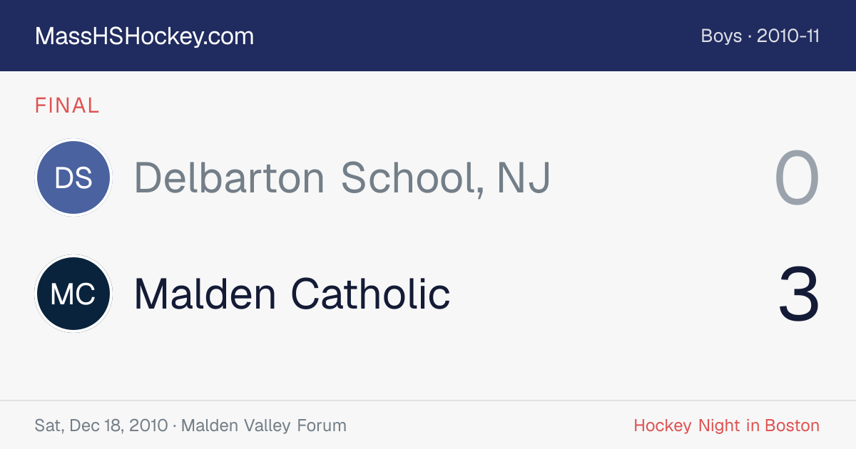 Delbarton School, NJ at Malden Catholic score card
