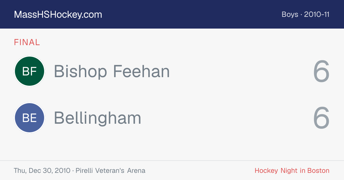 Bishop Feehan at Bellingham score card