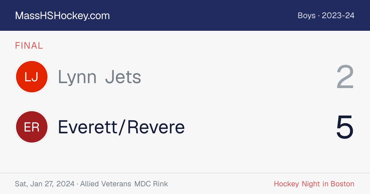 Lynn Jets at Everett/Revere score card