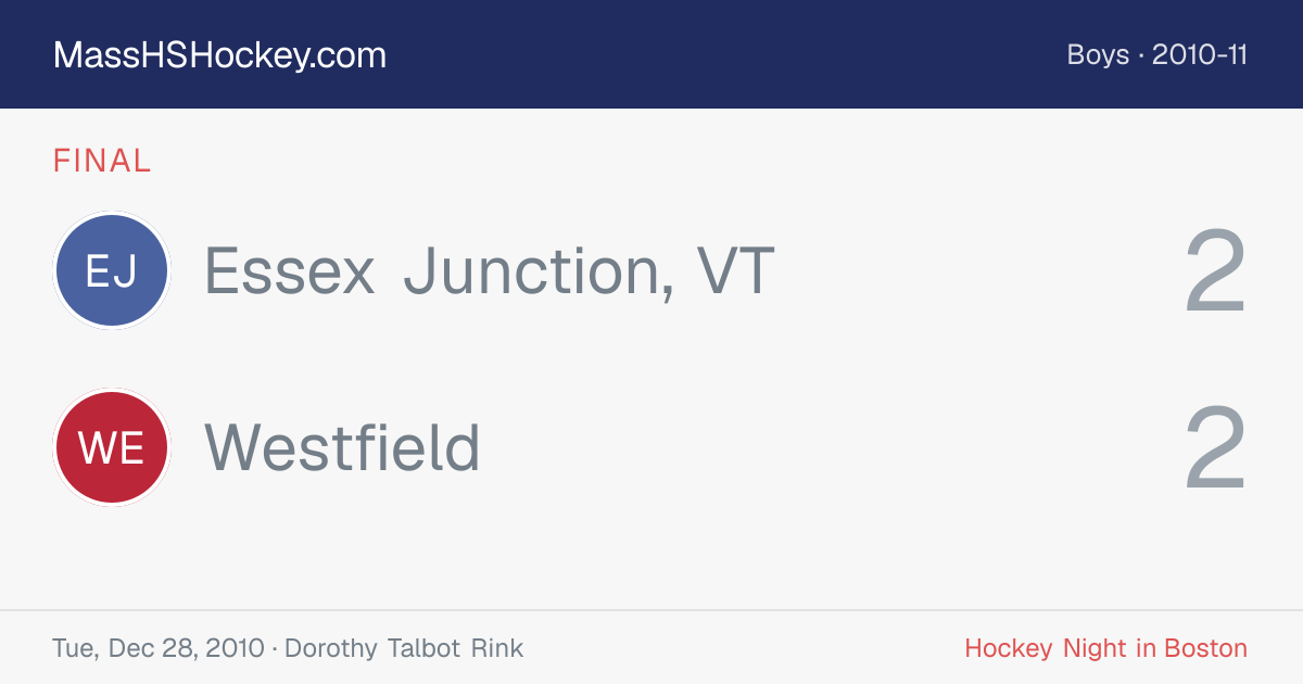 Essex Junction, VT at Westfield score card