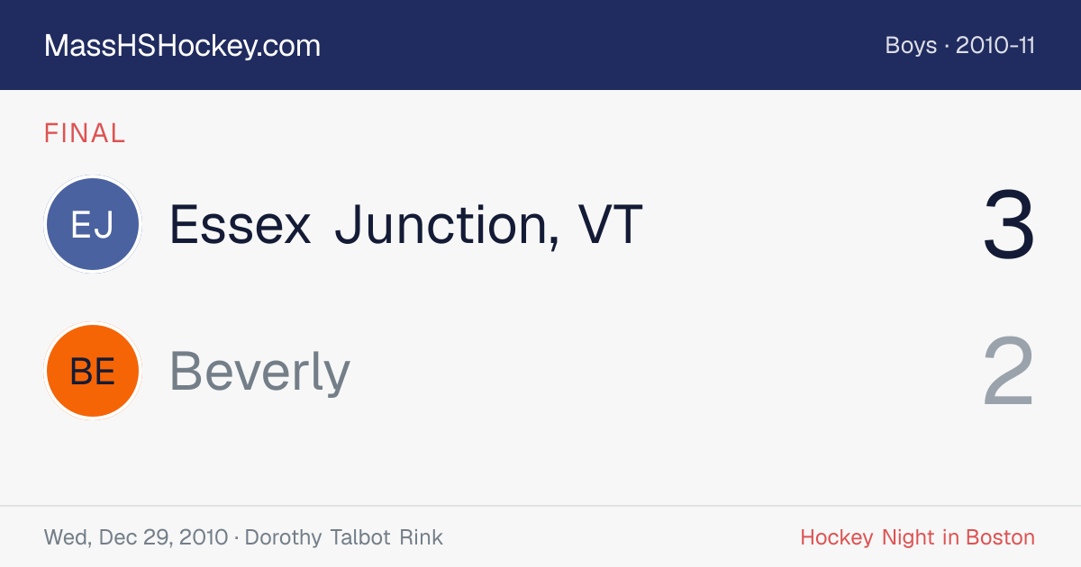 Essex Junction, VT at Beverly score card