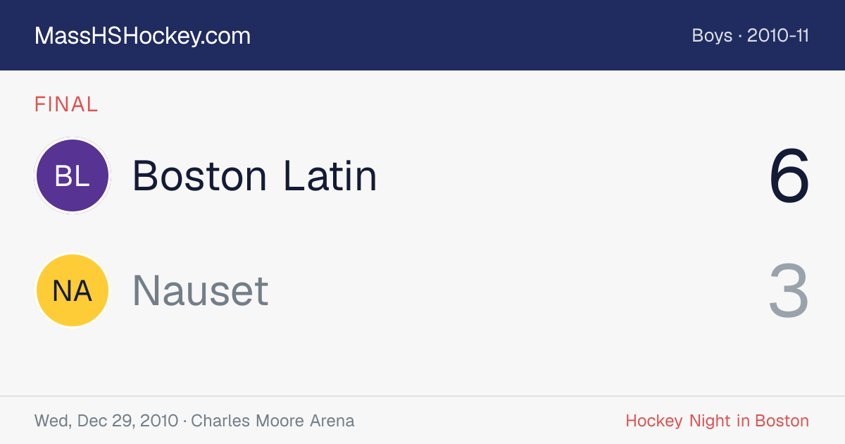 Boston Latin at Nauset score card