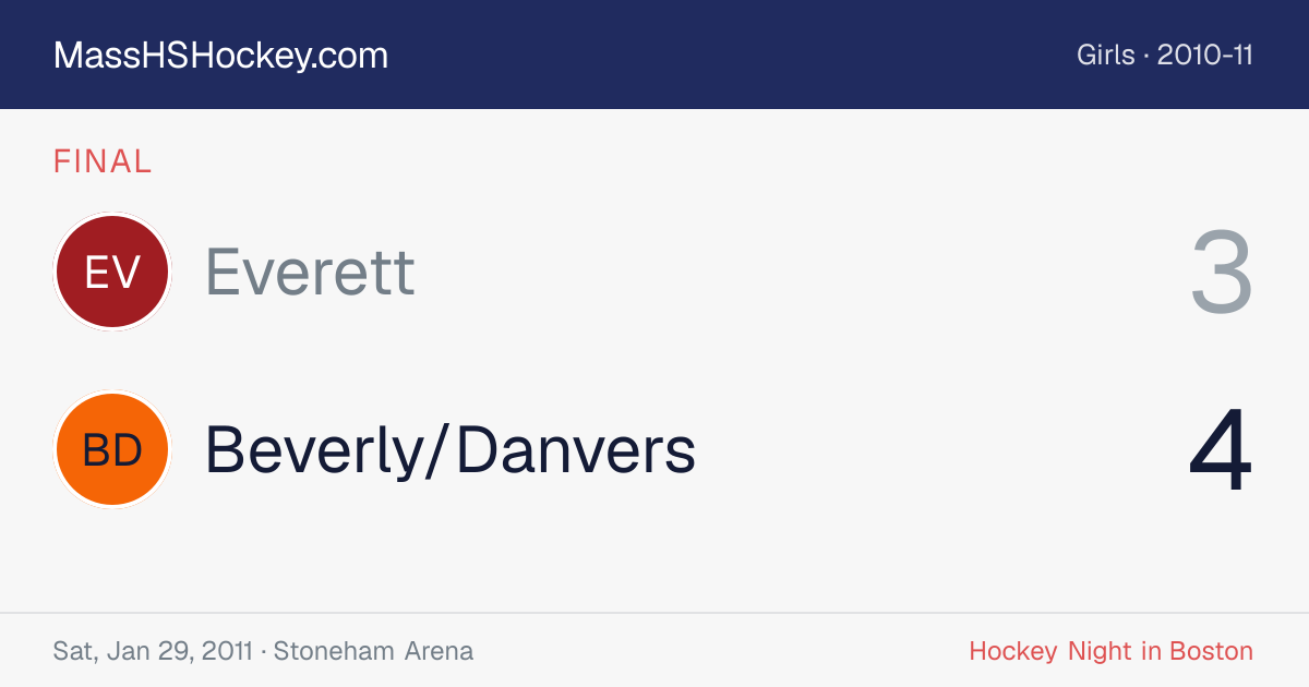 Everett at Beverly/Danvers score card