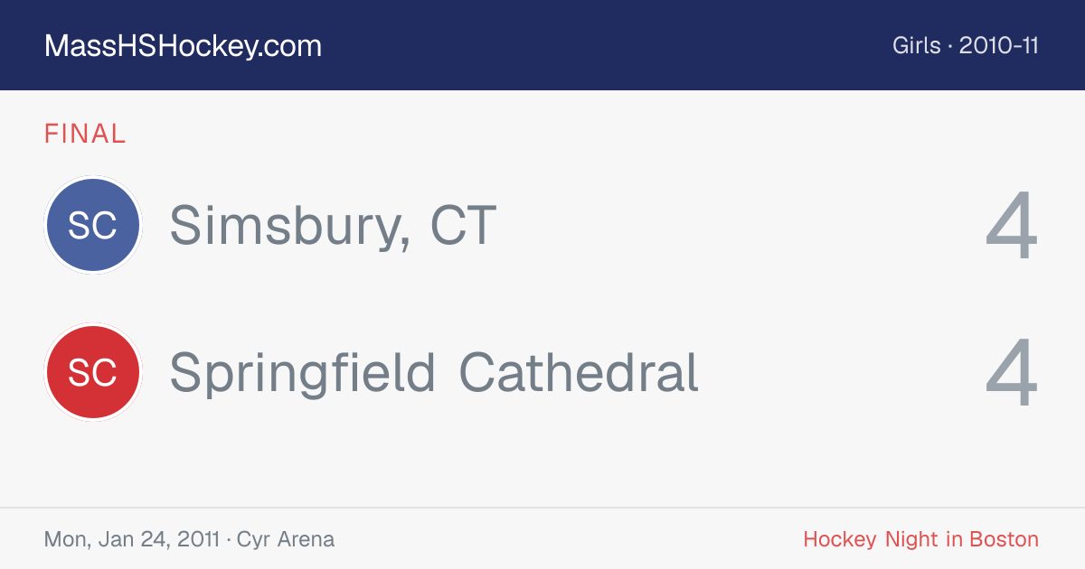 Simsbury, CT at Springfield Cathedral score card