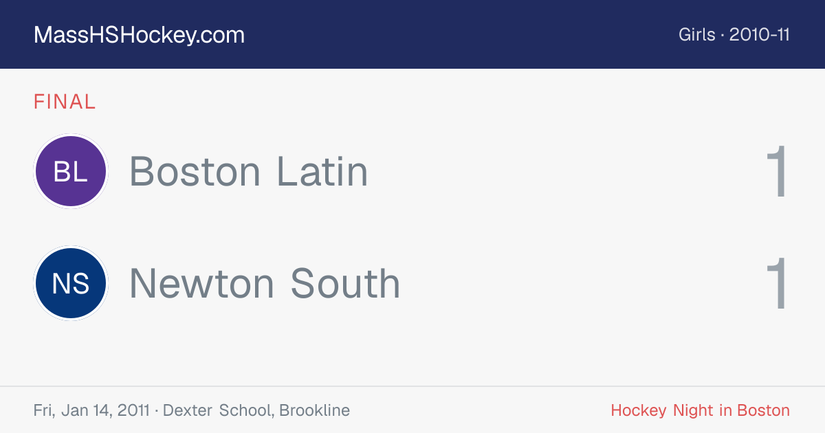 Boston Latin at Newton South score card