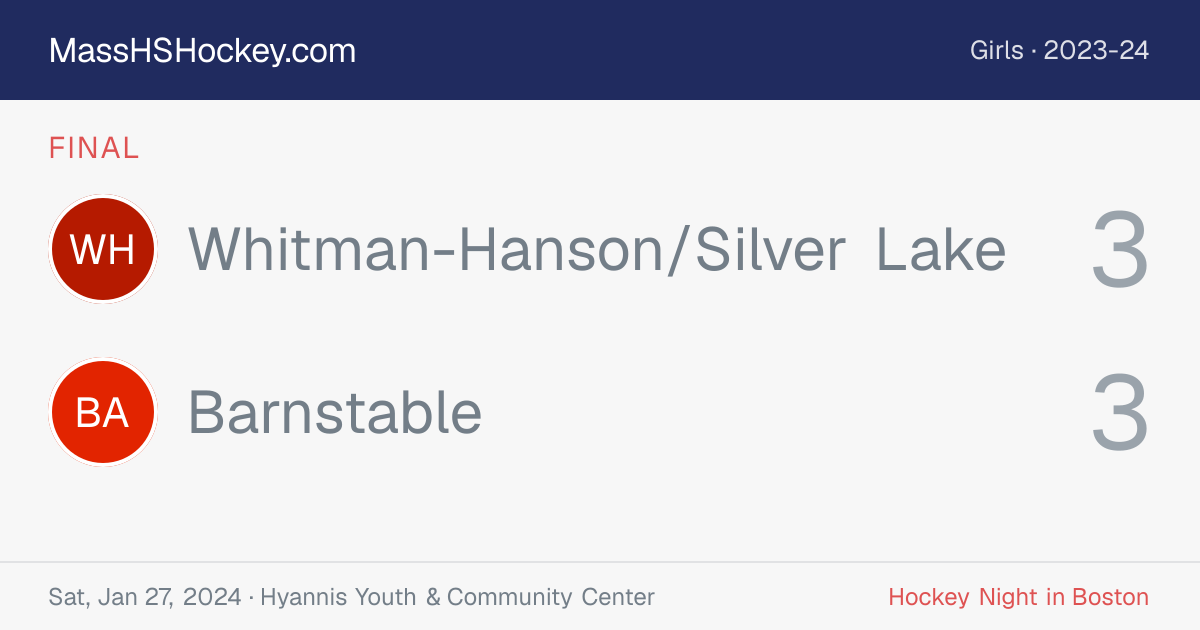 Whitman-Hanson/Silver Lake at Barnstable score card