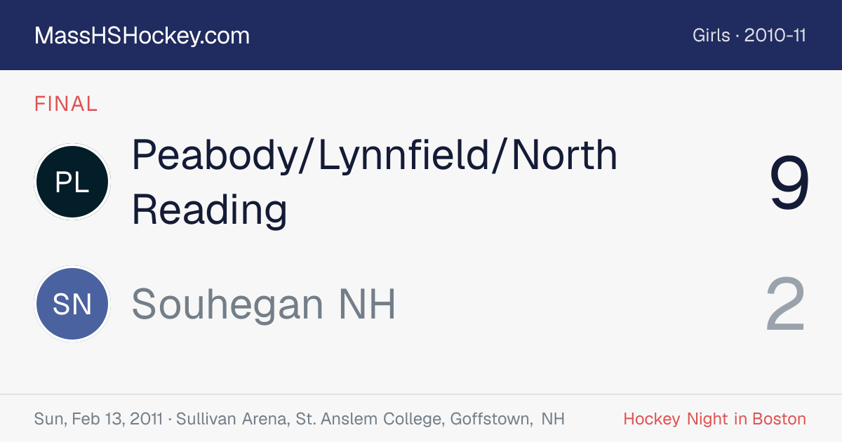 Peabody/Lynnfield/North Reading at Souhegan NH score card