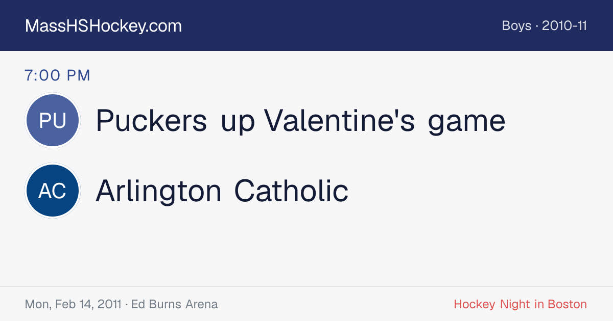 Puckers up Valentine's game at Arlington Catholic score card