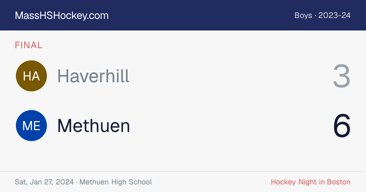 Haverhill at Methuen score card