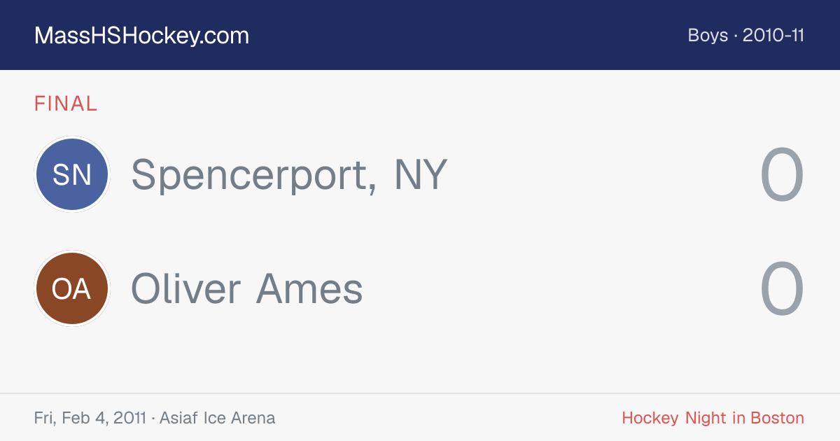 Spencerport, NY at Oliver Ames score card