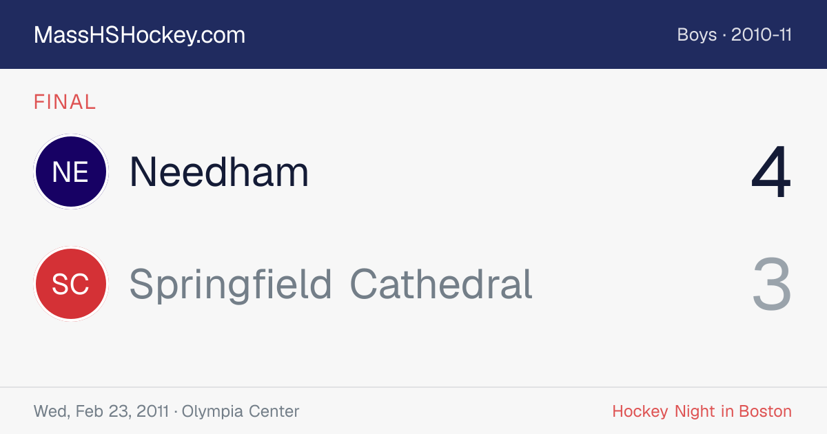 Needham at Springfield Cathedral score card