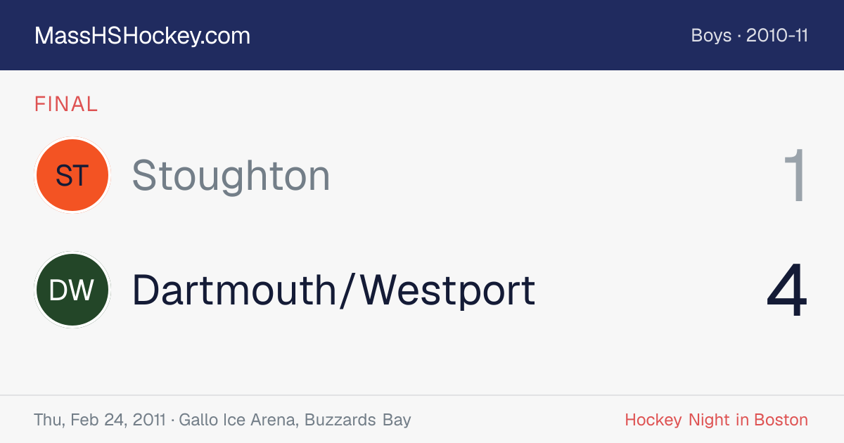 Stoughton at Dartmouth/Westport score card
