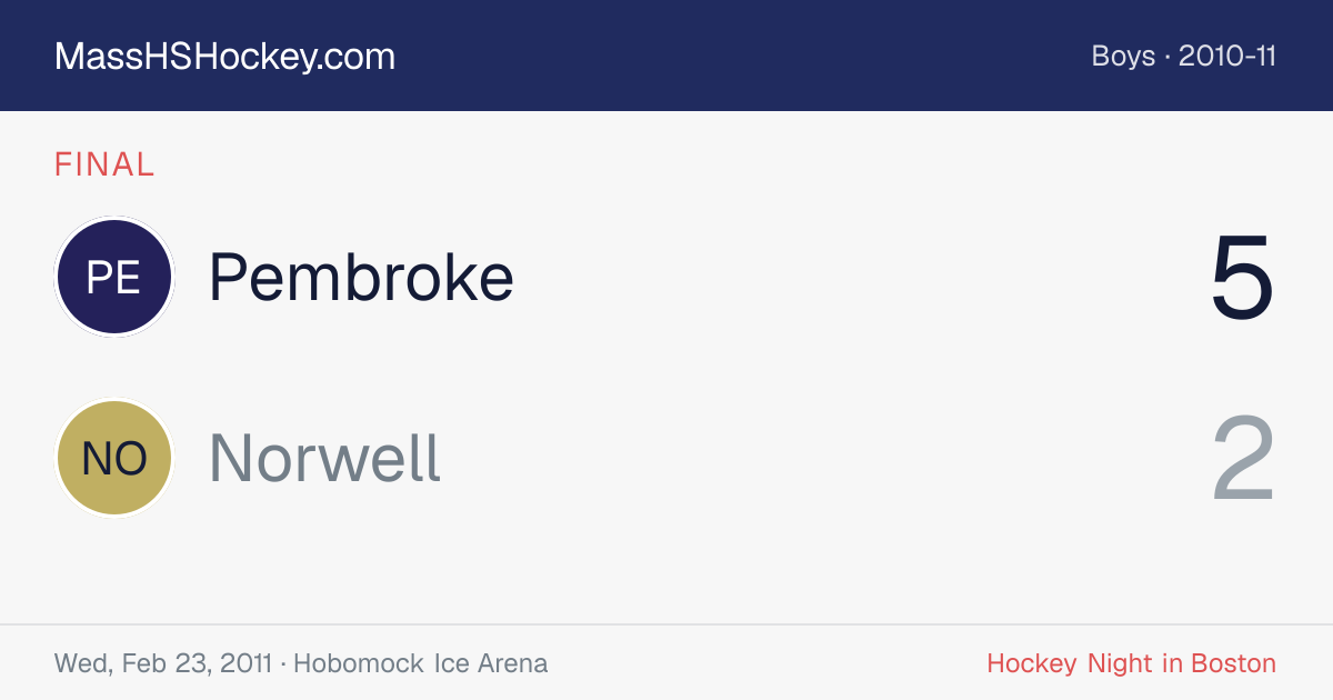 Pembroke at Norwell score card