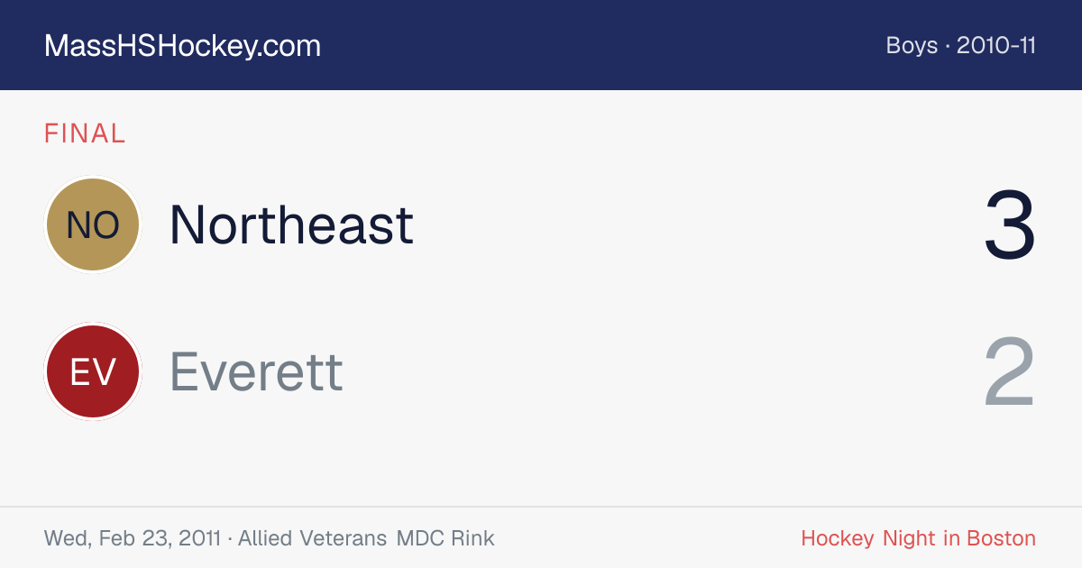 Northeast at Everett score card