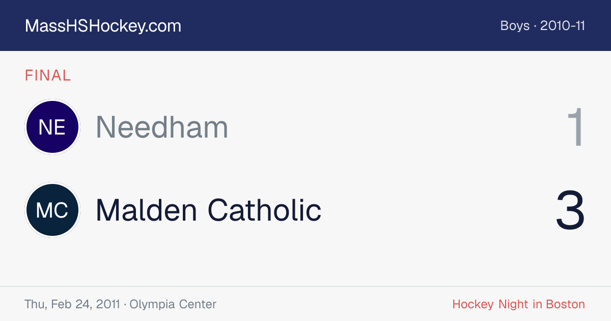 Needham at Malden Catholic score card