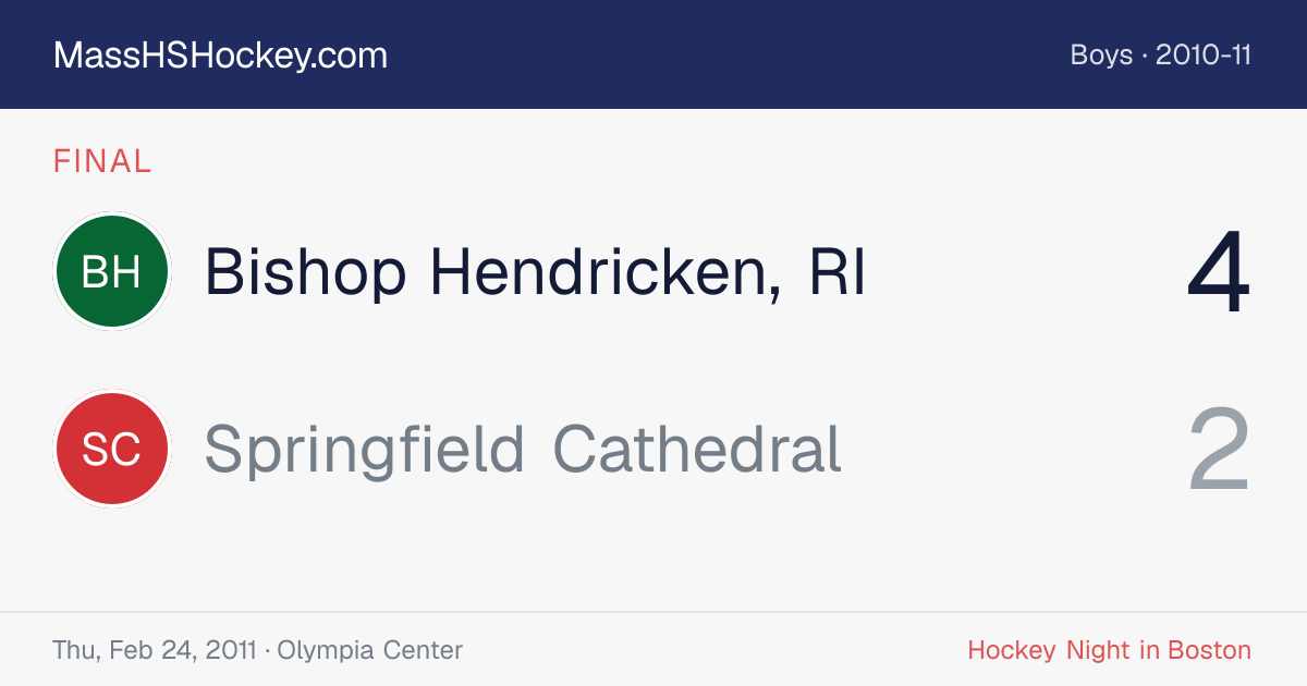 Bishop Hendricken, RI at Springfield Cathedral score card