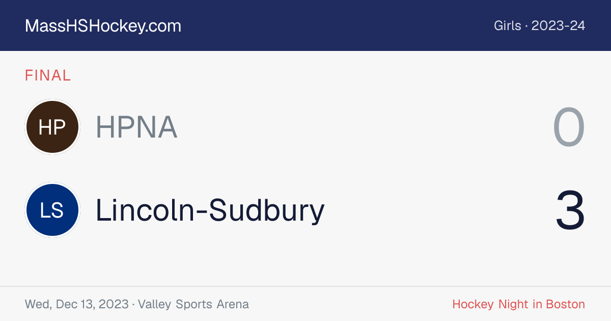 HPNA at Lincoln-Sudbury score card