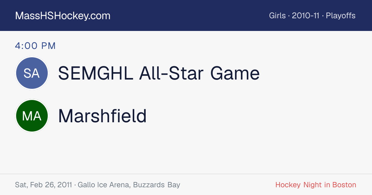 SEMGHL All-Star Game at Marshfield score card