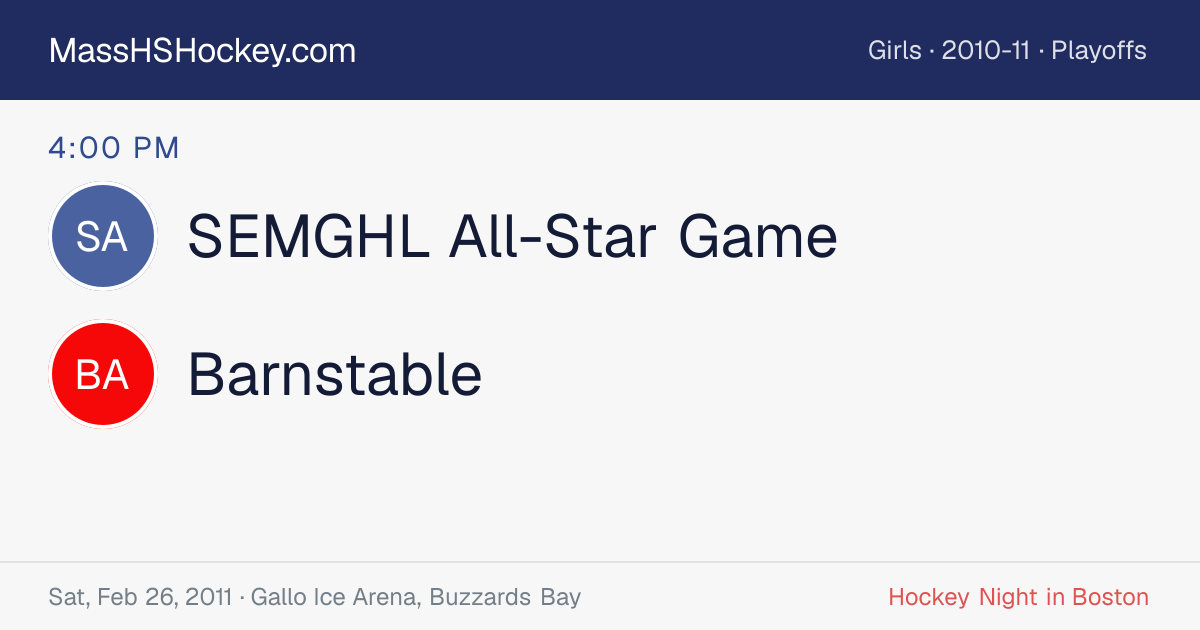 SEMGHL All-Star Game at Barnstable score card