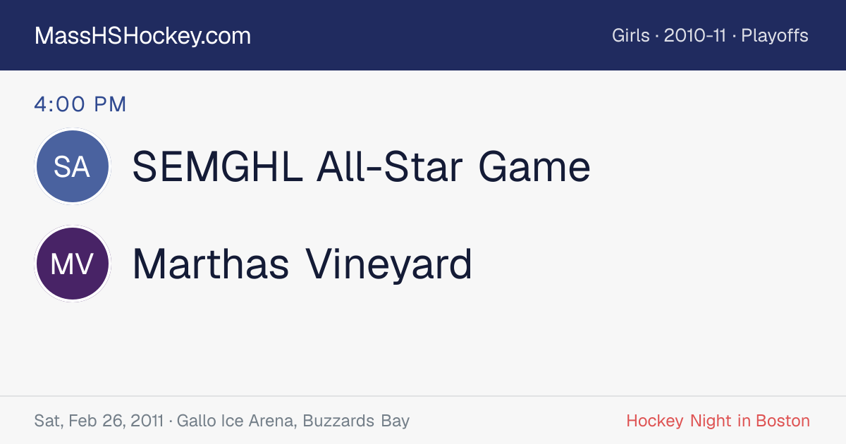 SEMGHL All-Star Game at Marthas Vineyard score card
