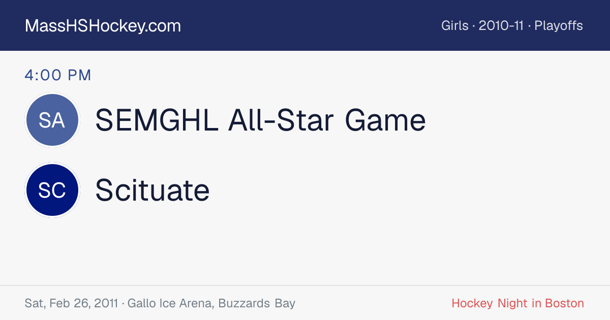 SEMGHL All-Star Game at Scituate score card