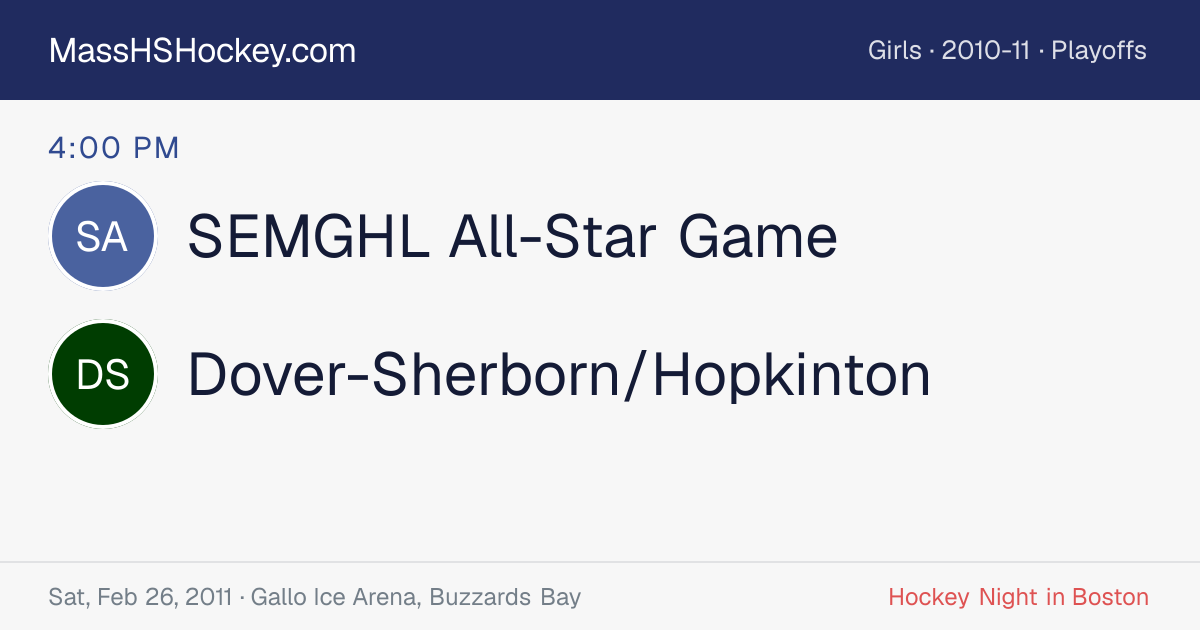 SEMGHL All-Star Game at Dover-Sherborn/Hopkinton score card