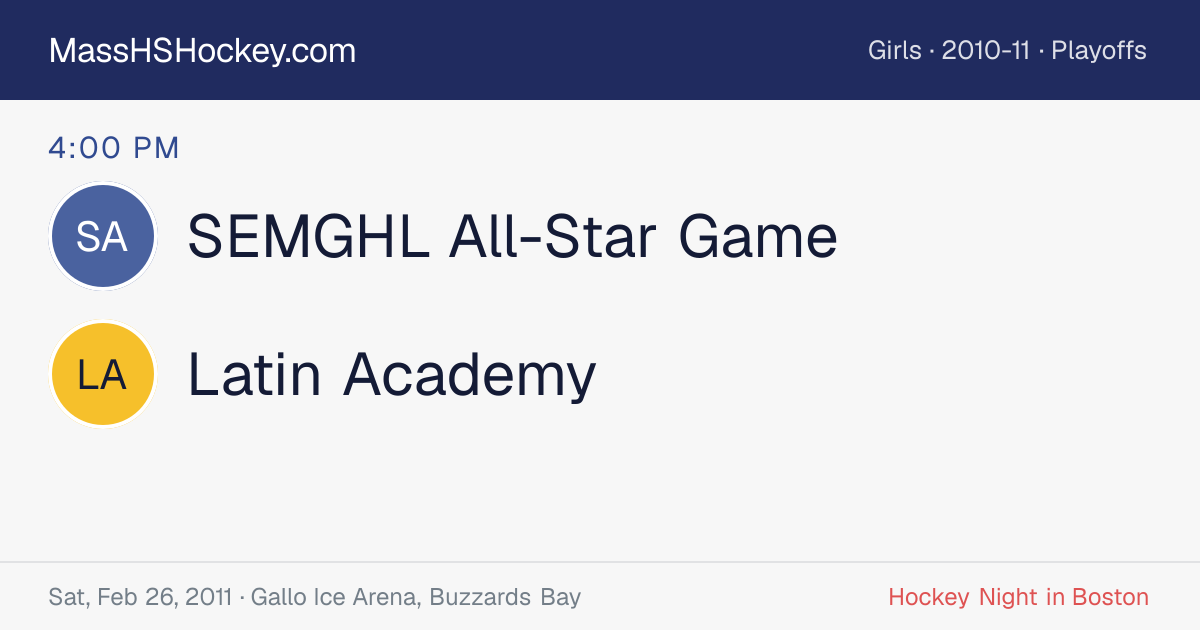 SEMGHL All-Star Game at Latin Academy score card