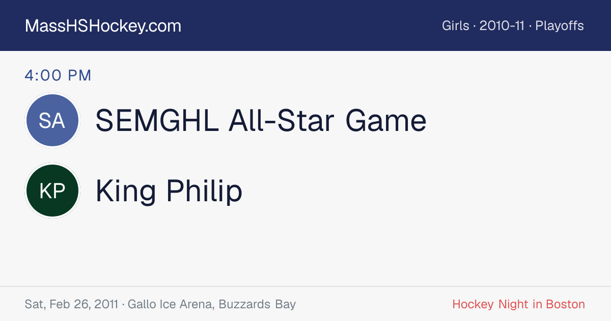 SEMGHL All-Star Game at King Philip score card