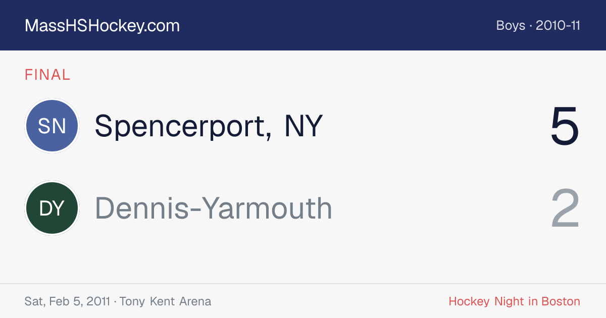 Spencerport, NY at Dennis-Yarmouth score card