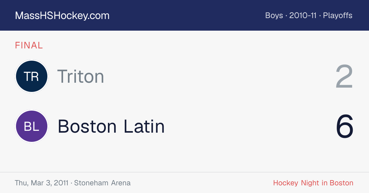 Triton at Boston Latin score card
