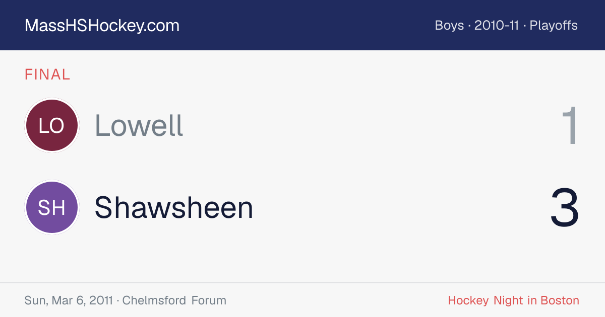 Lowell at Shawsheen score card