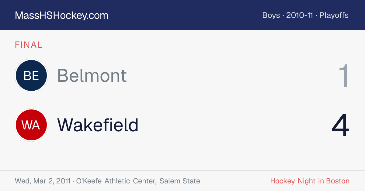 Belmont at Wakefield score card