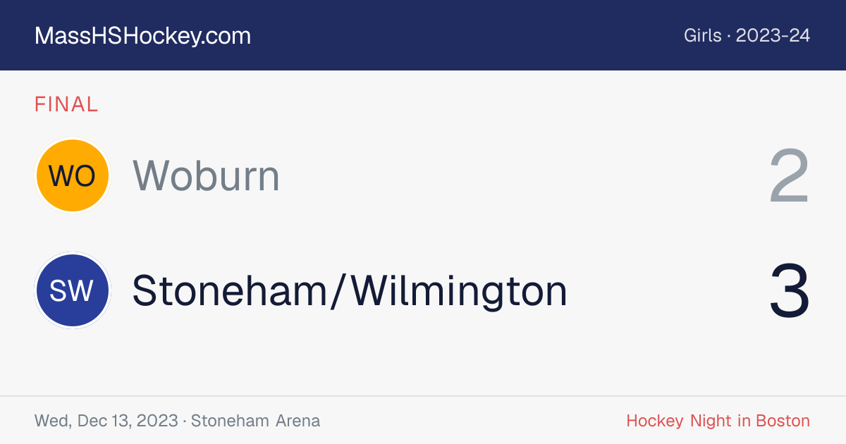 Woburn at Stoneham/Wilmington score card