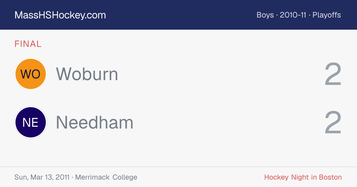 Woburn at Needham score card